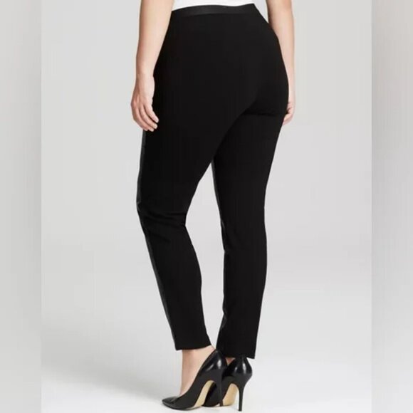Eileen Fisher | front panel lamb leather leggings in black - Picture 12 of 12
